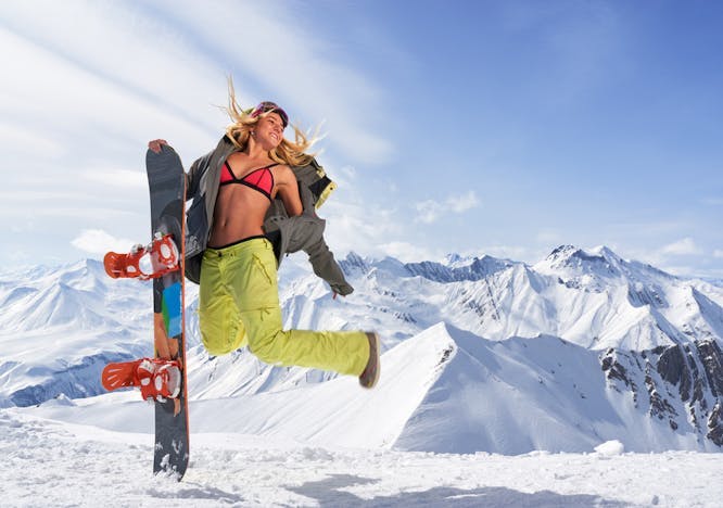 snowboarding,happy,blonde,without,smile,ski,horizontal,high,mountain,view,white,season,swimsuit,resort,sunny,jump,sky,recreation,enjoyment,background,person,snow,alpine,clothing,looking,snowboard,alps,away,woman,young,mid,winter,cold,air,clouds,powder,holiday,bikini,freedom,vacation,nature,one,peak,outdoor,hill,sunlight,emotion,blue,travel,sport,fun nature outdoors snowboarding person snow adventure sport leisure activities piste shoe