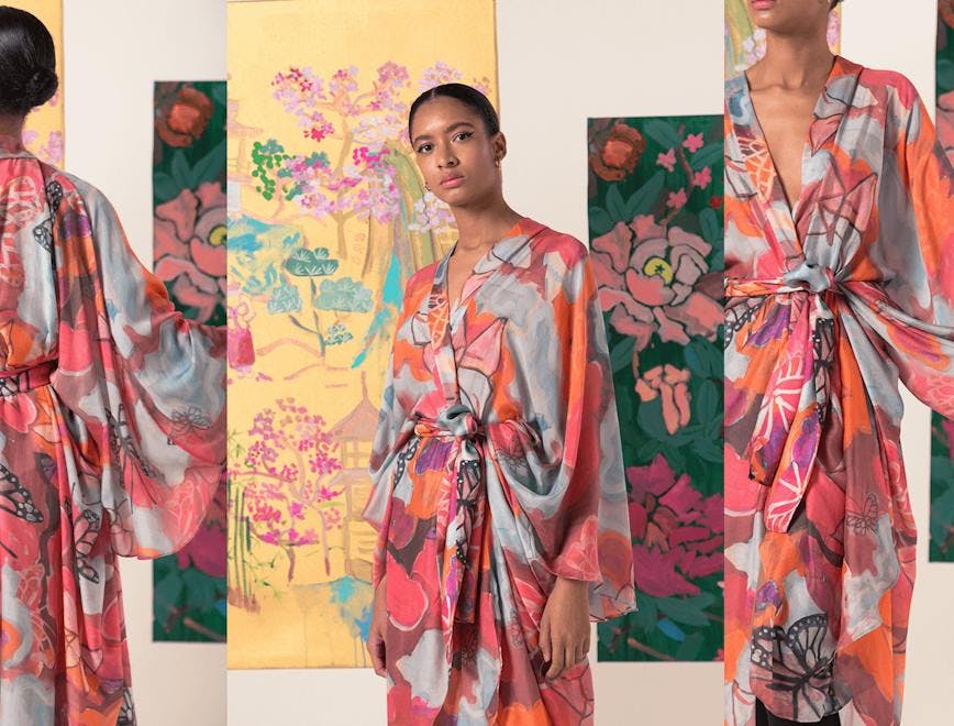 clothing apparel robe fashion kimono gown person human