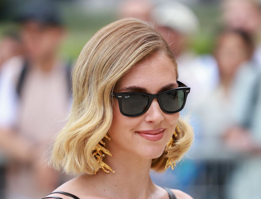 paris sunglasses blonde person formal wear dress evening dress adult female woman face