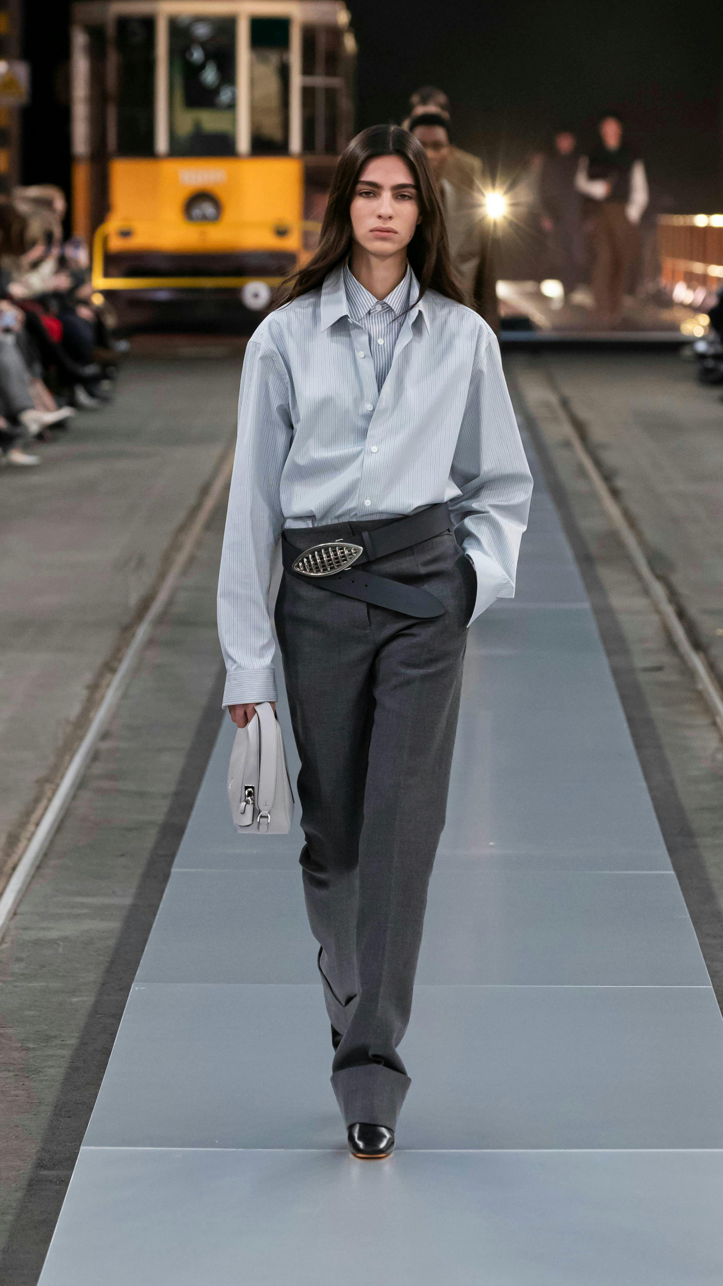 pants blouse long sleeve formal wear fashion adult female person woman shirt