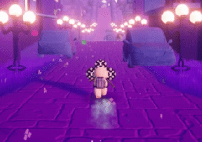 lighting purple path person